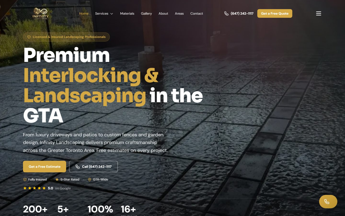 Infinity Landscaping website